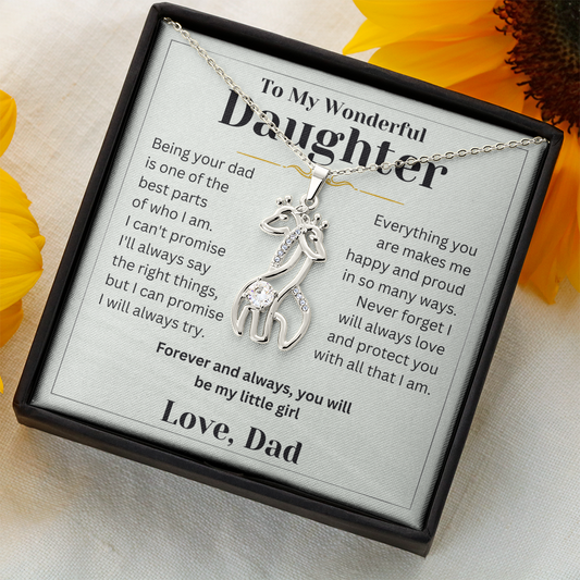 Gift For Daughter - I Will Always Try - Giraffe Necklace