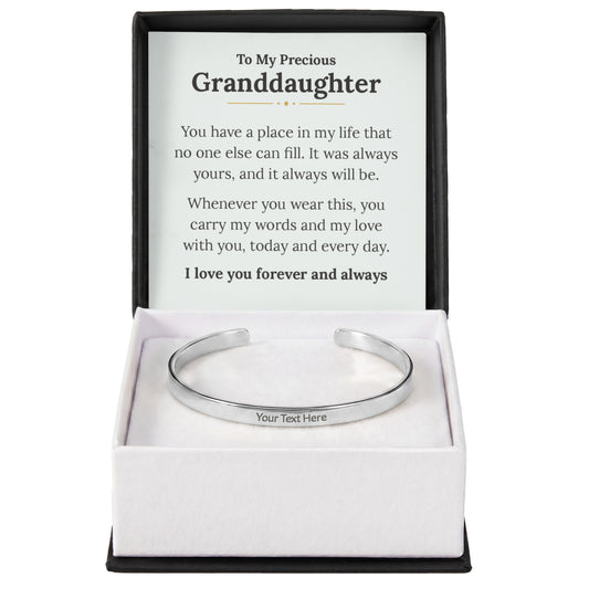Gift For Granddaughter - Always Will Be - Engravable Cuff Bracelet