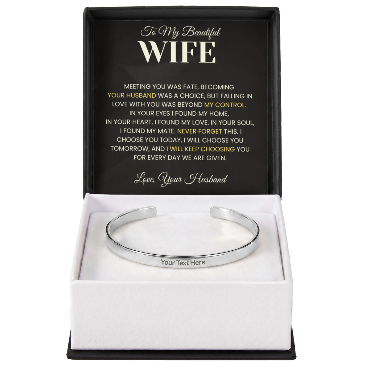 Gift For Wife - Never Forget -  Engravable Bracelet
