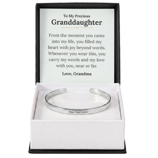 Gift For Granddaughter - Near or Far - Engravable Cuff Bracelet
