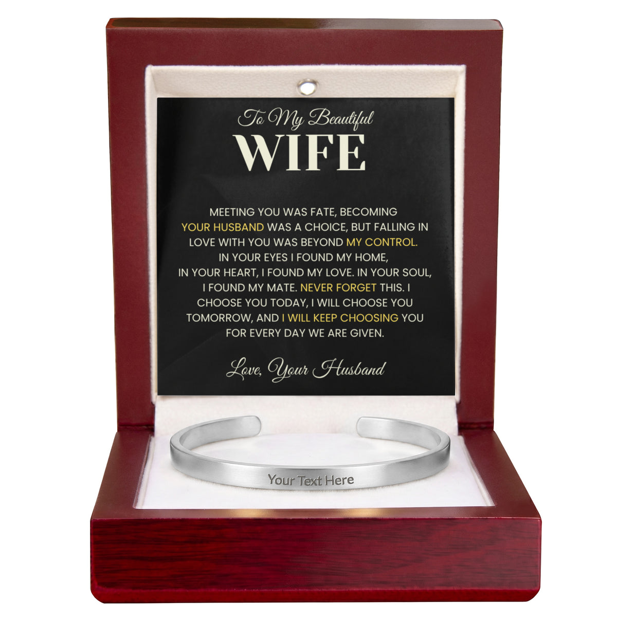 Gift For Wife - Never Forget -  Engravable Bracelet