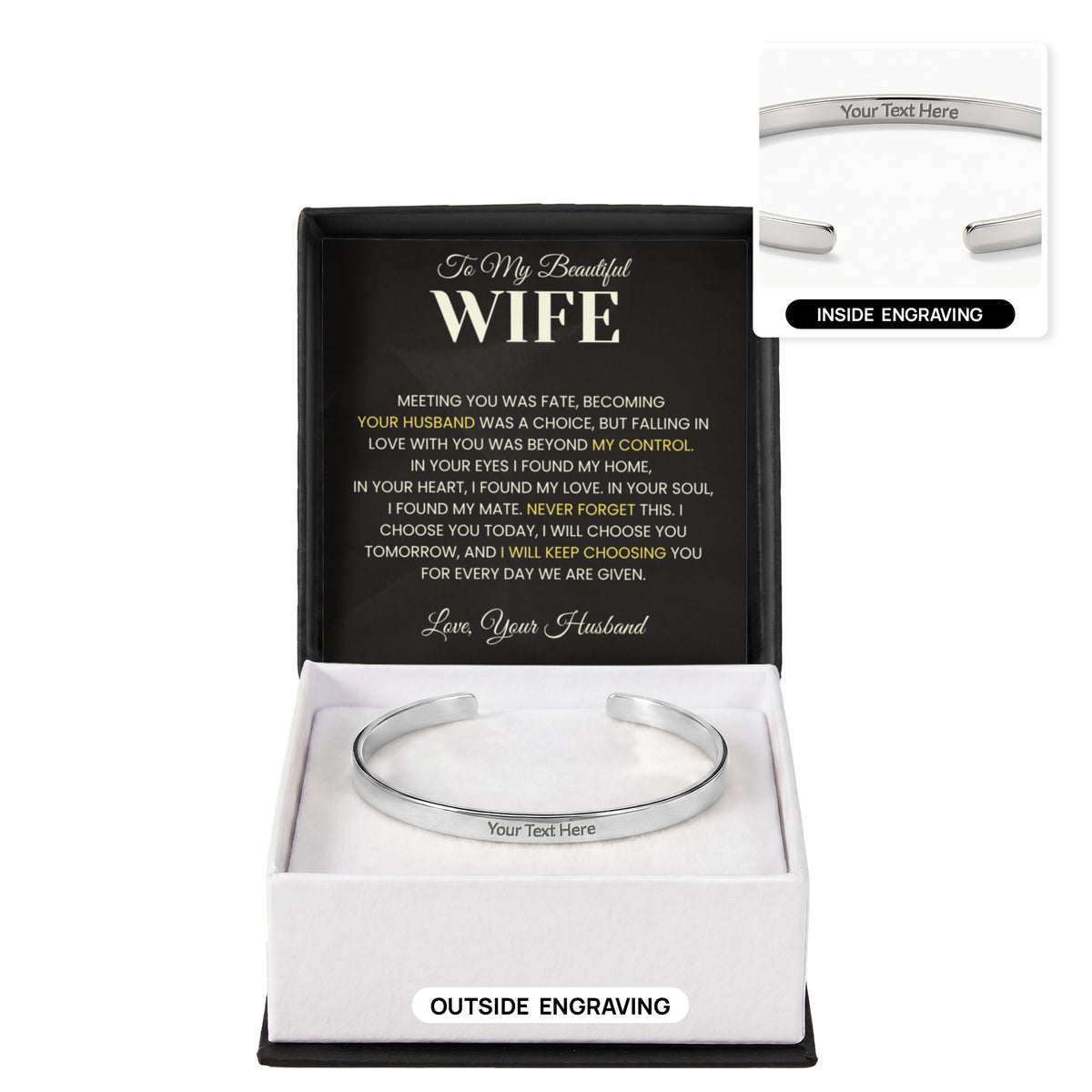 Gift For Wife - Never Forget -  Engravable Bracelet