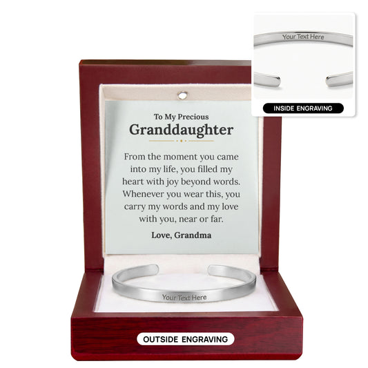 Gift For Granddaughter - Near or Far - Engravable Cuff Bracelet