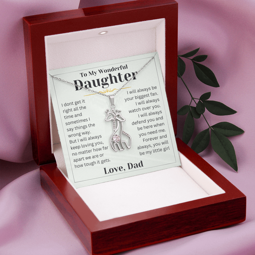 Gift For Daughter - No Matter How Far - Giraffe Neckalce