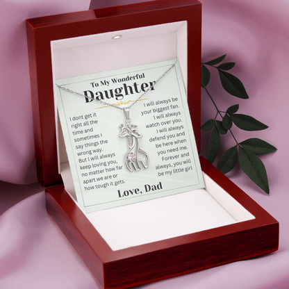 Gift For Daughter - No Matter How Far - Giraffe Neckalce