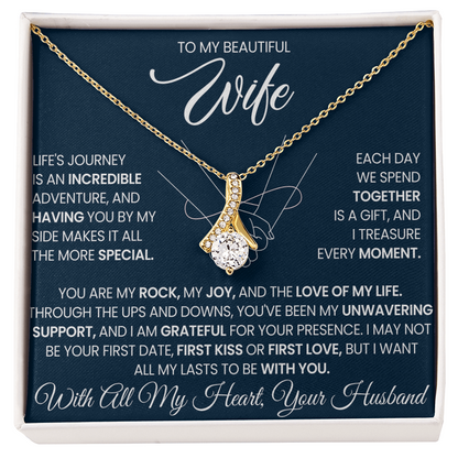 To My Beautiful Wife beautiful Necklace Gift with Keepsake Message