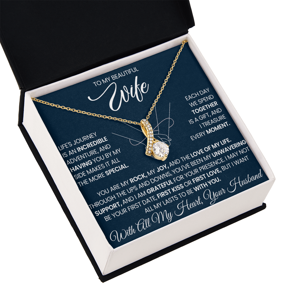 To My Beautiful Wife beautiful Necklace Gift with Keepsake Message