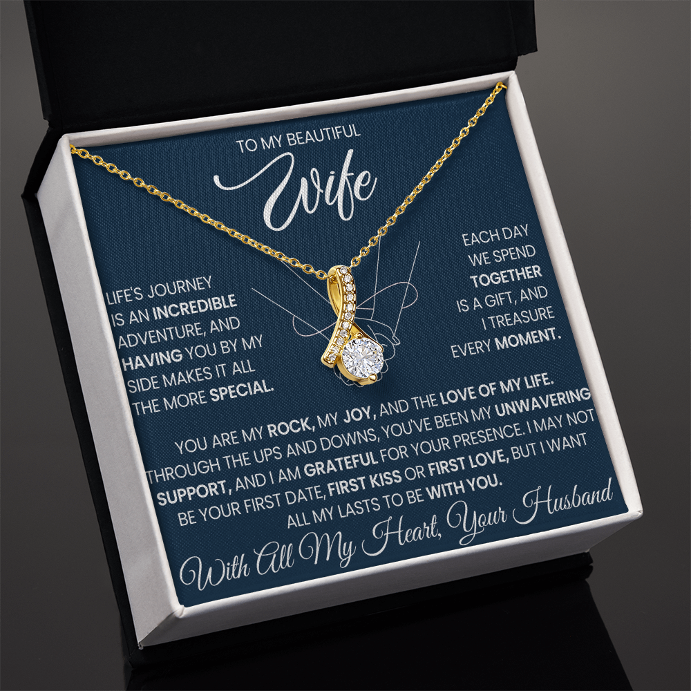 To My Beautiful Wife beautiful Necklace Gift with Keepsake Message