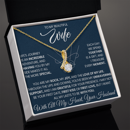 To My Beautiful Wife beautiful Necklace Gift with Keepsake Message