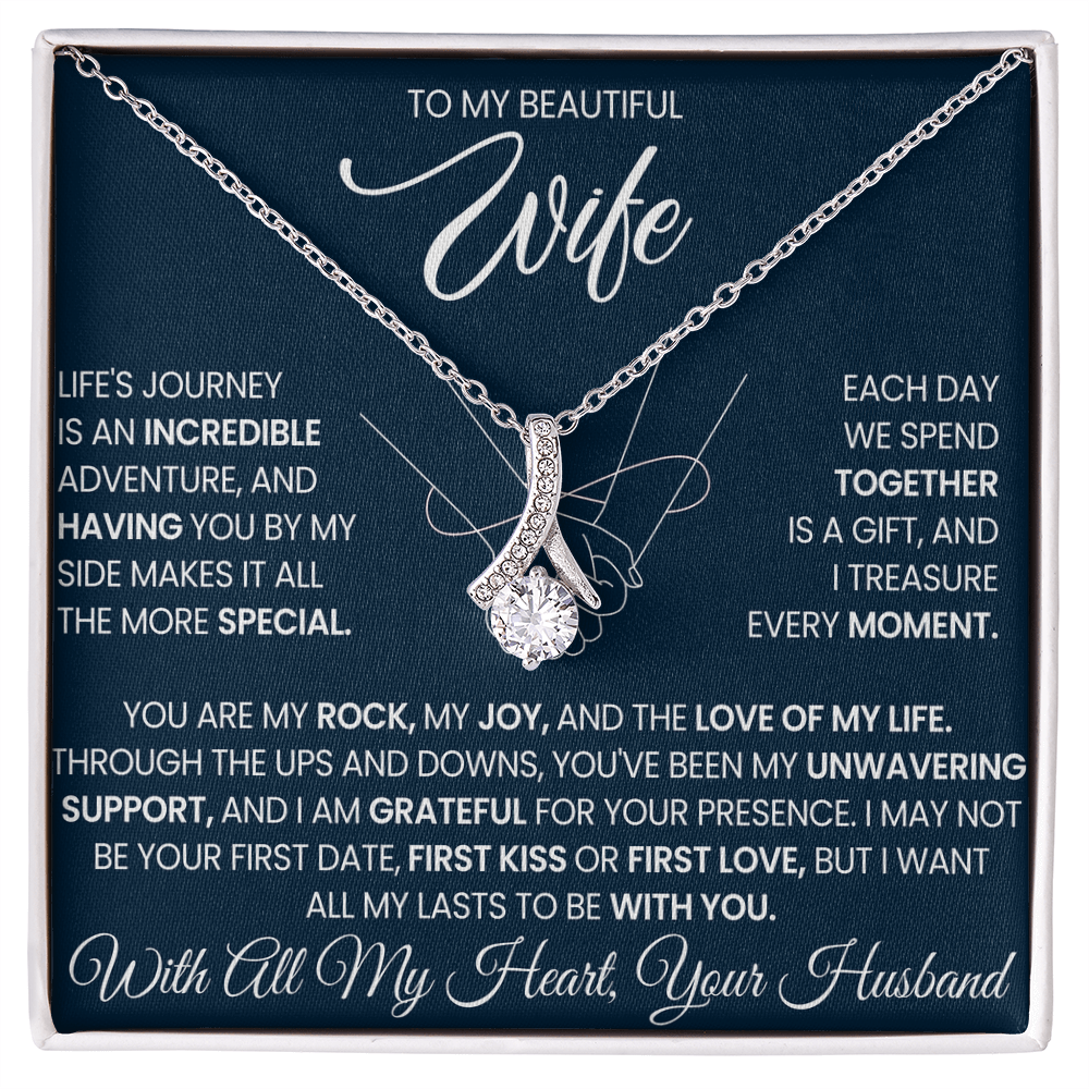 To My Beautiful Wife beautiful Necklace Gift with Keepsake Message