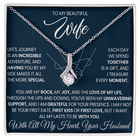 To My Beautiful Wife beautiful Necklace Gift with Keepsake Message