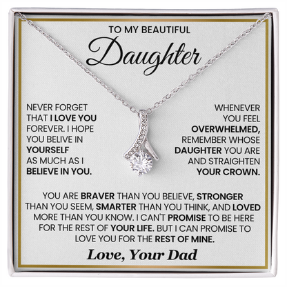 To My Daughter Meaningful Necklace Gift with Inspirational Message Card