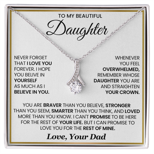 To My Daughter Meaningful Necklace Gift with Inspirational Message Card