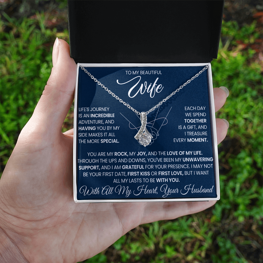 To My Beautiful Wife beautiful Necklace Gift with Keepsake Message