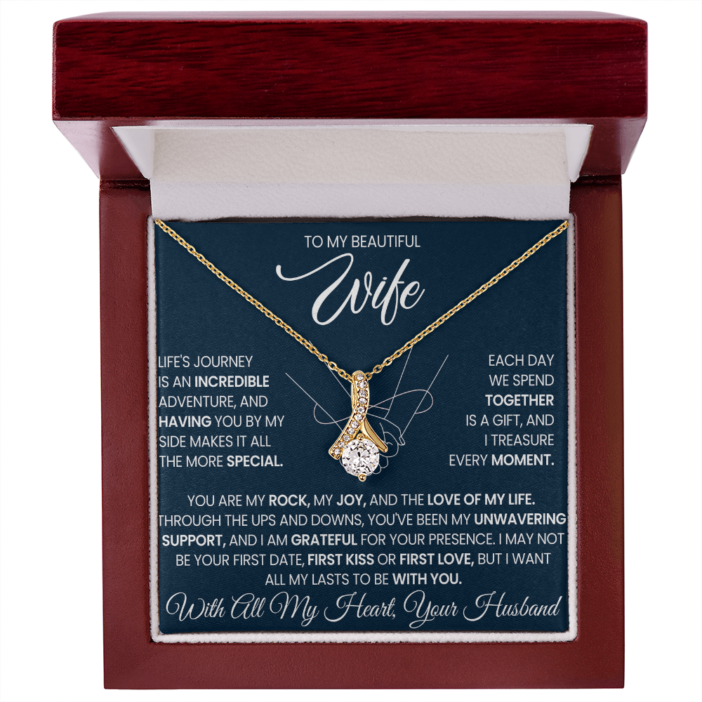 To My Beautiful Wife beautiful Necklace Gift with Keepsake Message