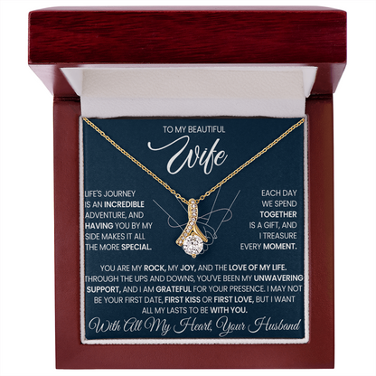 To My Beautiful Wife beautiful Necklace Gift with Keepsake Message