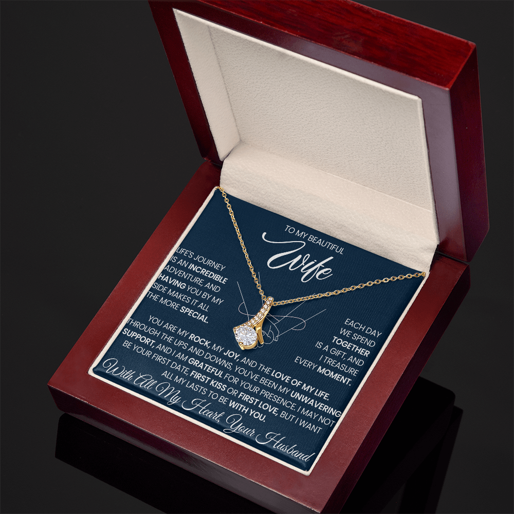 To My Beautiful Wife beautiful Necklace Gift with Keepsake Message