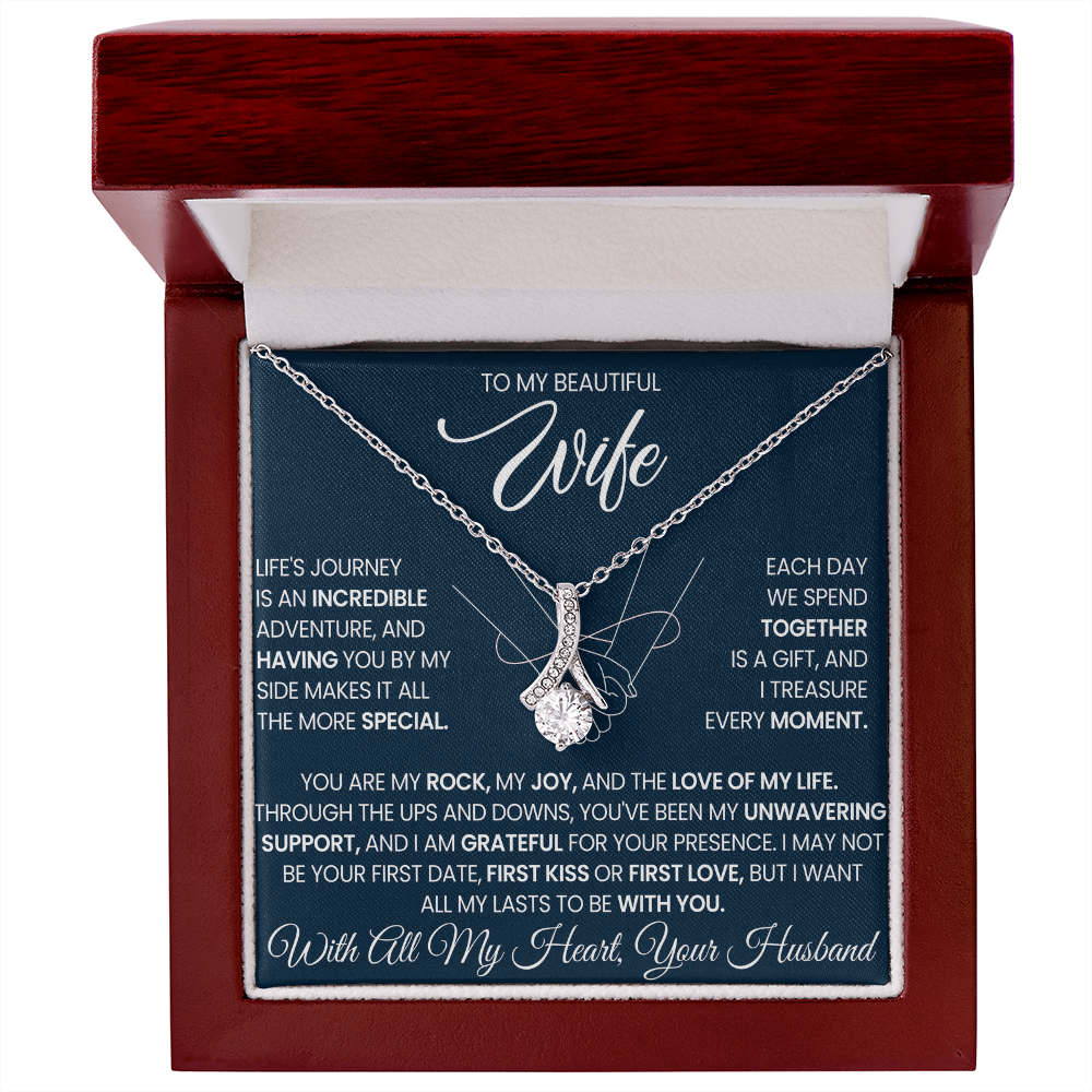 To My Beautiful Wife beautiful Necklace Gift with Keepsake Message