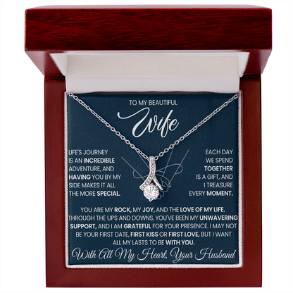 To My Beautiful Wife beautiful Necklace Gift with Keepsake Message