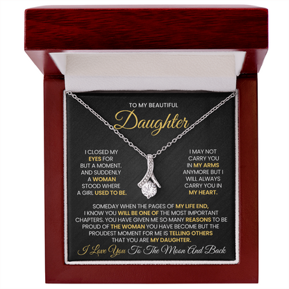 To My Daughter Moon and Back Necklace Gift with Message Card