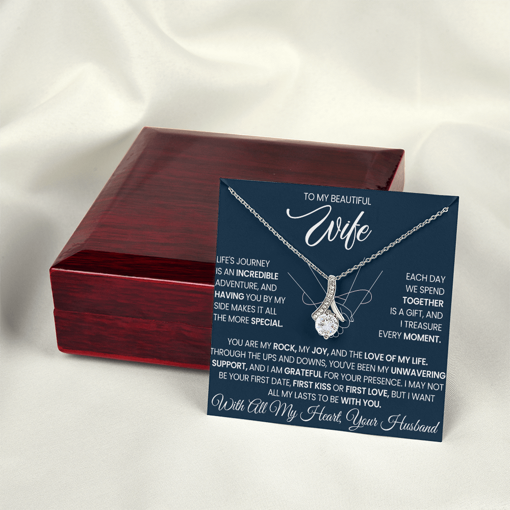 To My Beautiful Wife beautiful Necklace Gift with Keepsake Message