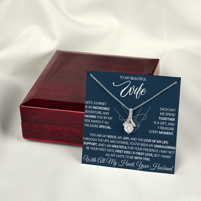To My Beautiful Wife beautiful Necklace Gift with Keepsake Message