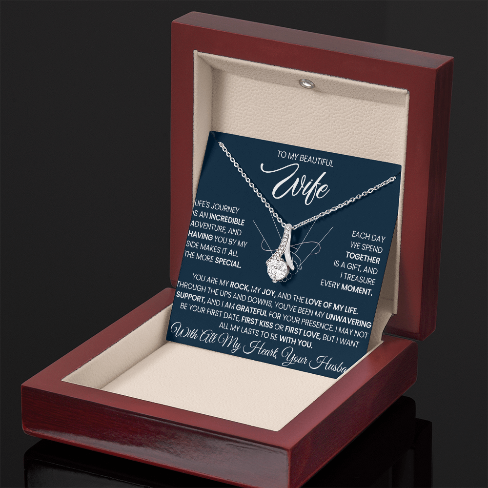 To My Beautiful Wife beautiful Necklace Gift with Keepsake Message