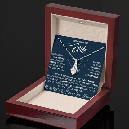 To My Beautiful Wife beautiful Necklace Gift with Keepsake Message