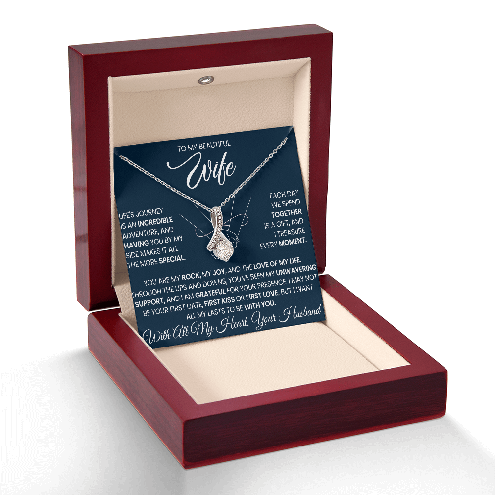 To My Beautiful Wife beautiful Necklace Gift with Keepsake Message
