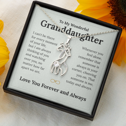 Gift For Grandaughter - Cant Be There - Giraffe Necklace