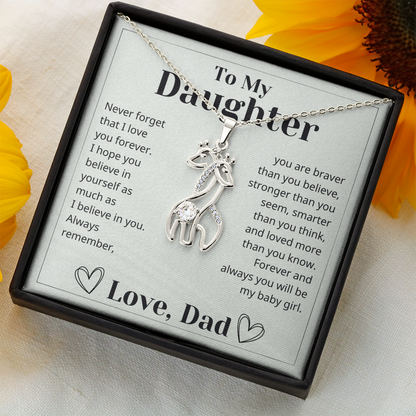 Gift For Daughter - Stronger Than You Seem - Giraffe Necklace