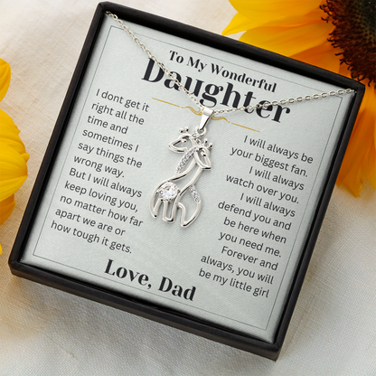 Gift For Daughter - No Matter How Far - Giraffe Neckalce