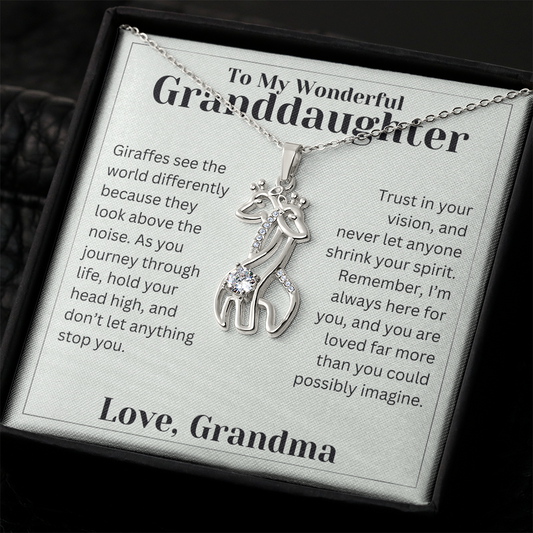 Gift For Granddaughter - Look Above The Noise - Giraffe Necklace