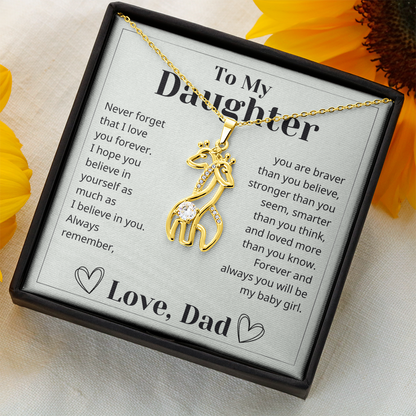Gift For Daughter - Stronger Than You Seem - Giraffe Necklace